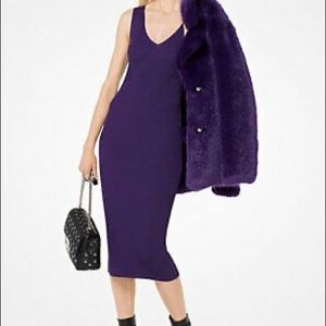 Michael Kors purple viscose v-neck bodycon dress